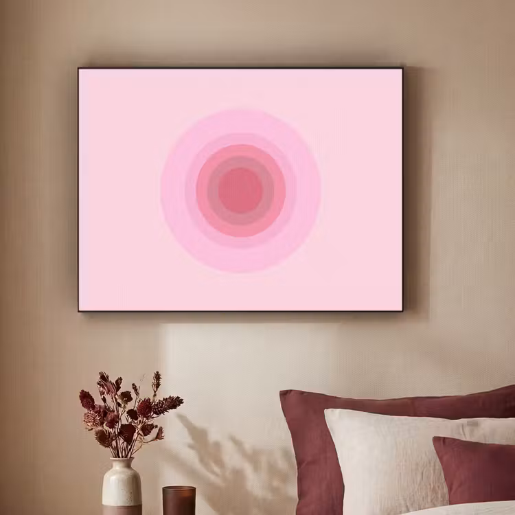 Patroon - Cirkels - Abstract - Roze - Modern Textielframe zwart klein -sfeer1