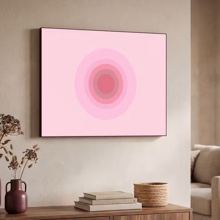 Patroon - Cirkels - Abstract - Roze - Modern Textielframe zwart klein -sfeer3
