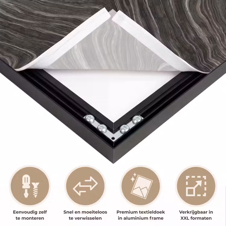 Patroon - Contrast - Antraciet Textielframe zwart klein 947 -USP_closeupNL