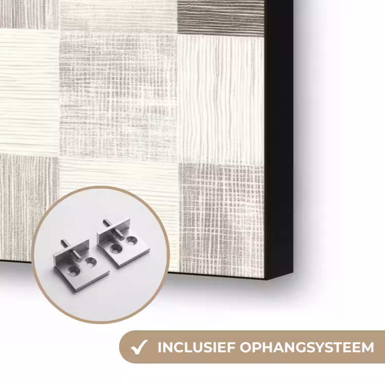 Patroon - Dambord - Houtnerf Textielframe zwart klein 947 -USP_ophangsysteemNL
