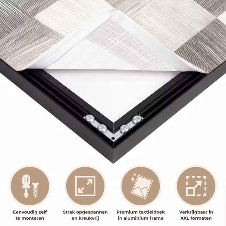 Patroon - Dambord - Houtnerf Textielframe zwart klein 947 -USP_feed_closeupNL