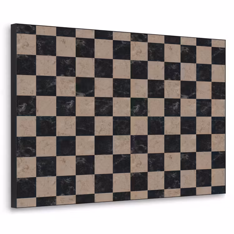 Patroon - Dambord - Marmer Textielframe zwart klein 947 -3d