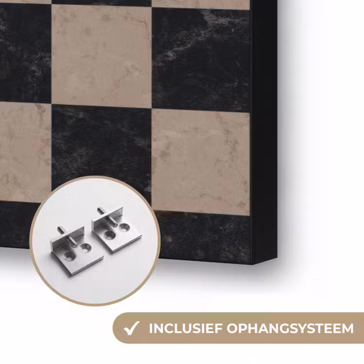 Patroon - Dambord - Marmer Textielframe zwart klein 947 -USP_ophangsysteemNL