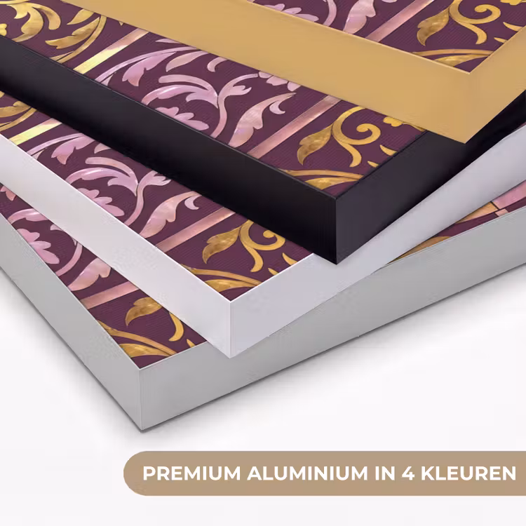 Patroon - Floraal - Oosters - Paars - Goud Textielframe zwart klein -USP_kleurenNL