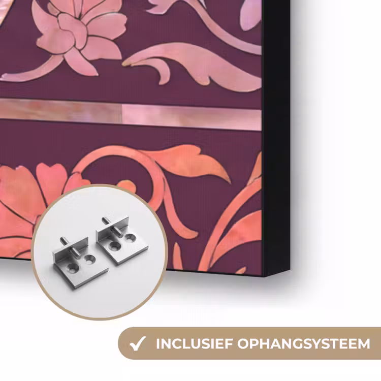 Patroon - Floraal - Oosters - Paars - Goud Textielframe zwart klein -USP_ophangsysteemNL