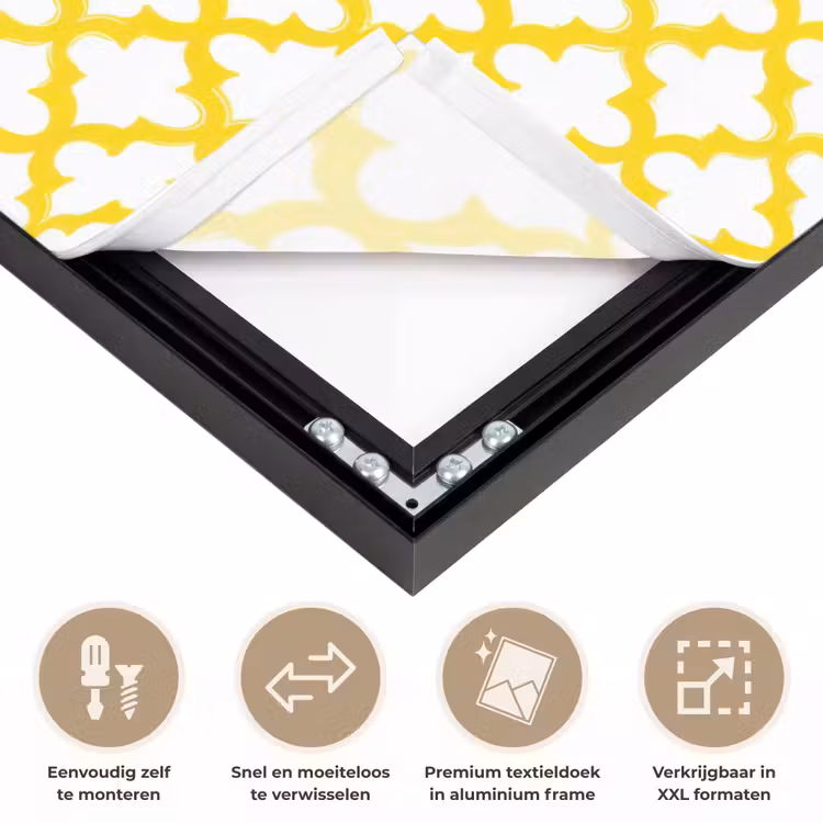 Patroon - Geometrisch - Klassiek - Geel Textielframe zwart klein 947 -USP_closeupNL