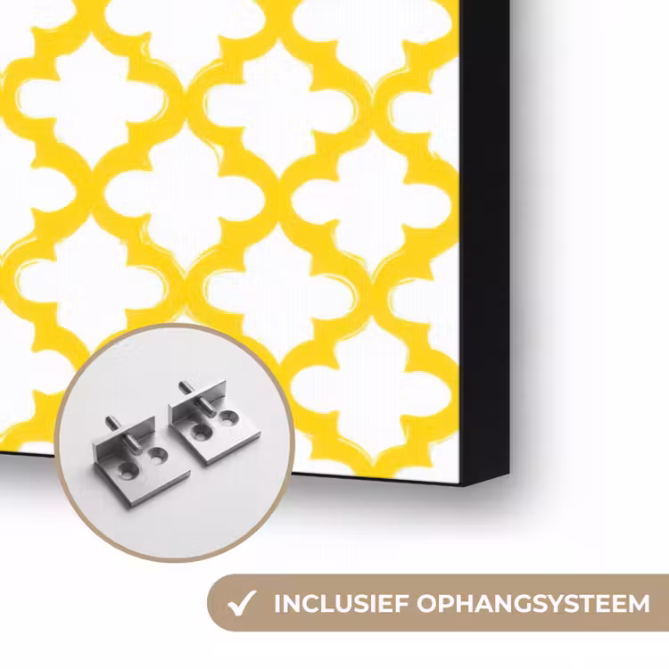 Patroon - Geometrisch - Klassiek - Geel Textielframe zwart klein 947 -USP_ophangsysteemNL