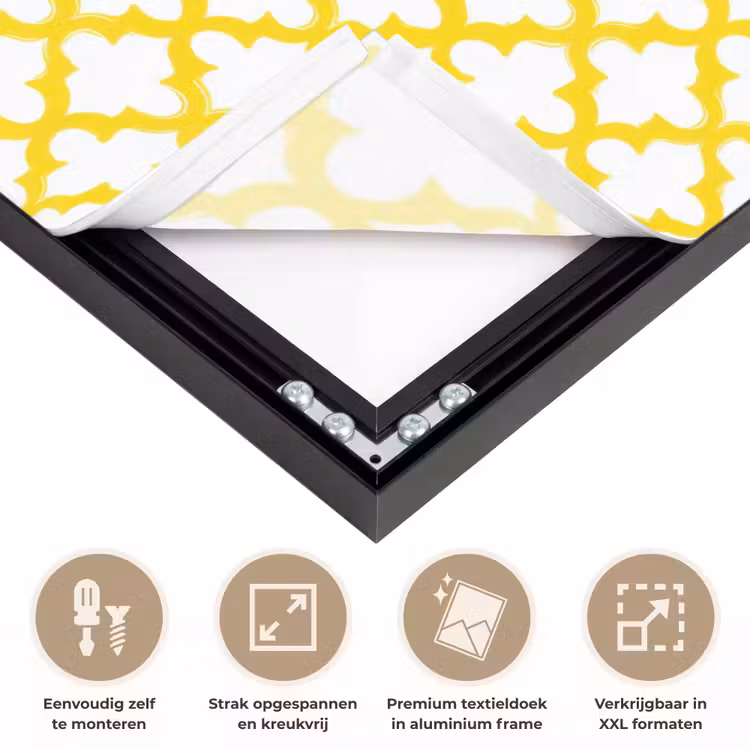 Patroon - Geometrisch - Klassiek - Geel Textielframe zwart klein 947 -USP_feed_closeupNL