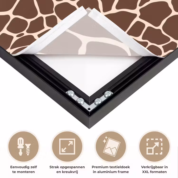 Patroon - Giraf - Bruin Textielframe zwart klein 947 -USP_feed_closeupNL