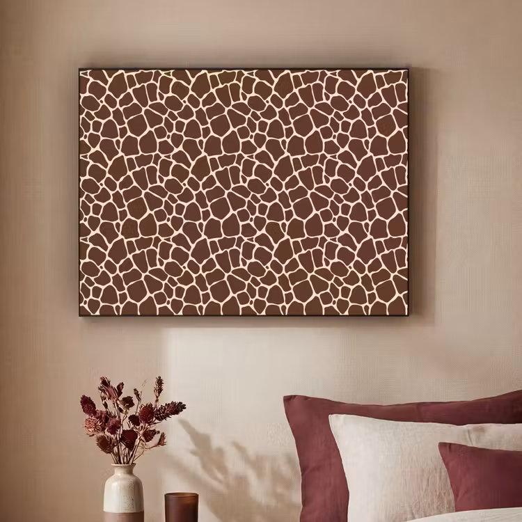 Patroon - Giraf - Bruin Textielframe zwart klein 947 -sfeer1