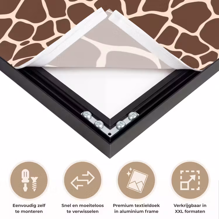 Patroon - Giraf - Bruin Textielframe zwart klein 947 -USP_closeupNL