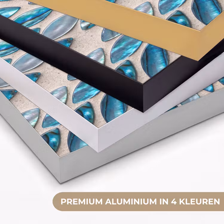 Patroon - Glans - Abstract - Blauw - Decoratie Textielframe zwart klein -USP_kleurenNL