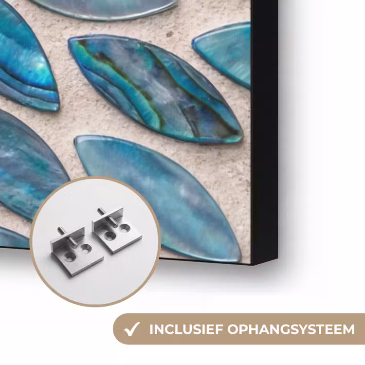 Patroon - Glans - Abstract - Blauw - Decoratie Textielframe zwart klein -USP_ophangsysteemNL
