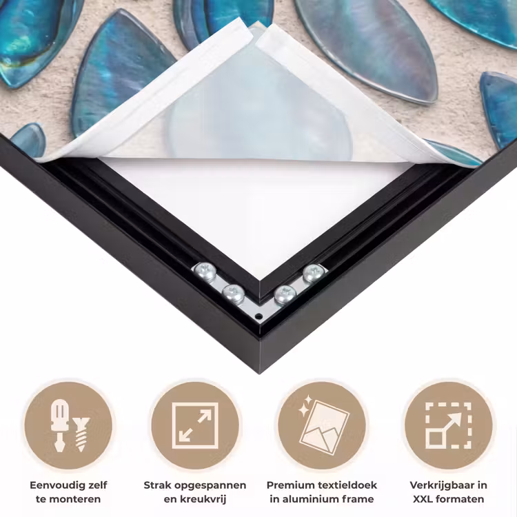 Patroon - Glans - Abstract - Blauw - Decoratie Textielframe zwart klein -USP_feed_closeupNL
