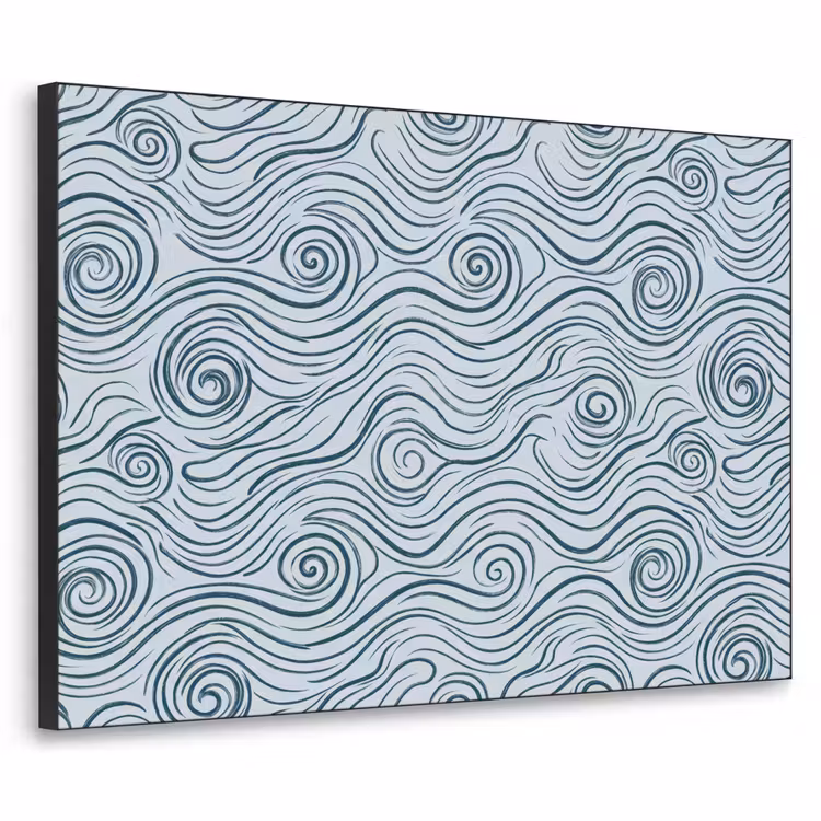Patroon - Golven - Abstract - Modern - Blauw Textielframe zwart klein -3d