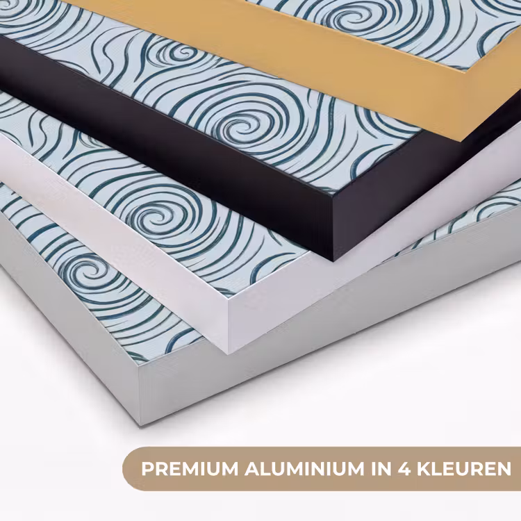 Patroon - Golven - Abstract - Modern - Blauw Textielframe zwart klein -USP_kleurenNL