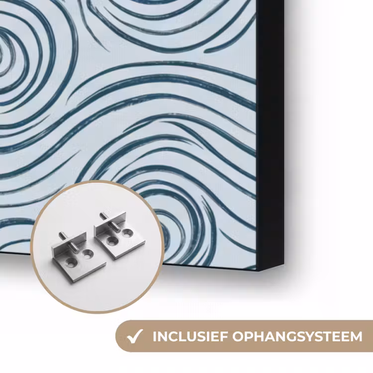 Patroon - Golven - Abstract - Modern - Blauw Textielframe zwart klein -USP_ophangsysteemNL