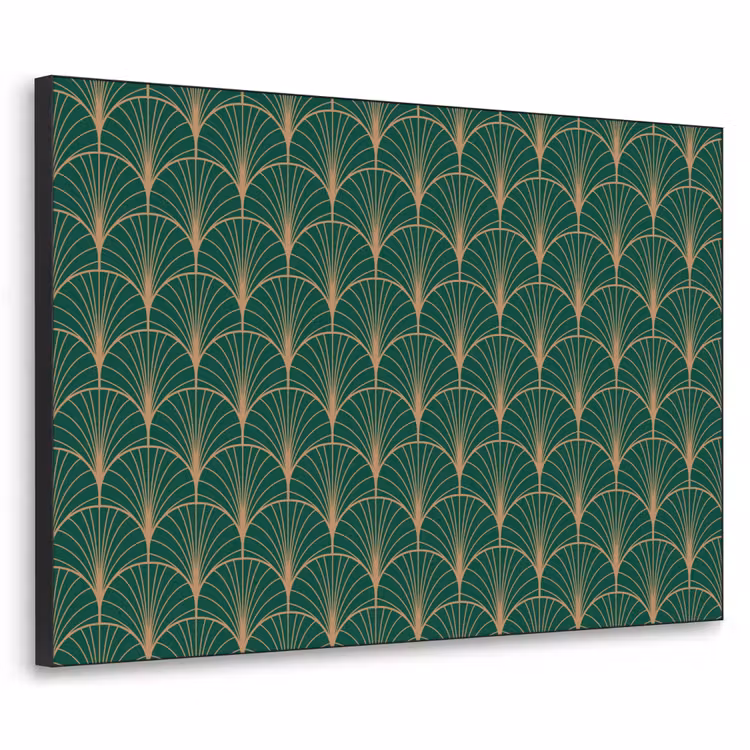 Patroon - Groen - Goud - Symmetrisch Textielframe zwart klein 947 -3d