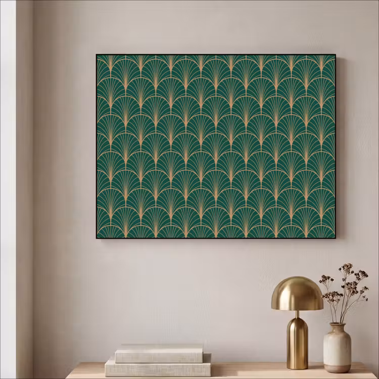 Patroon - Groen - Goud - Symmetrisch Textielframe - compleet frame klein 947 -sfeer2