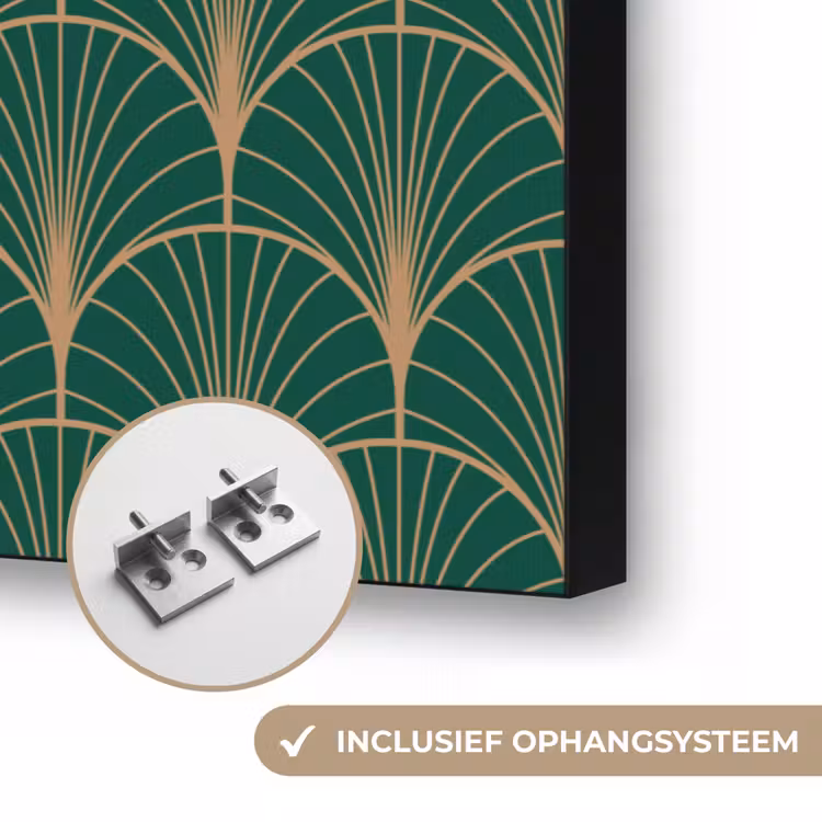 Patroon - Groen - Goud - Symmetrisch Textielframe zwart klein 947 -USP_ophangsysteemNL