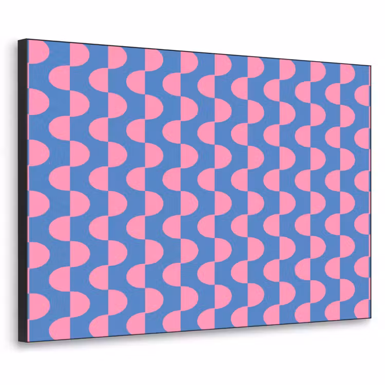 Patroon - Halve cirkels - Abstract - Modern - Roze - Blauw Textielframe zwart klein -3d