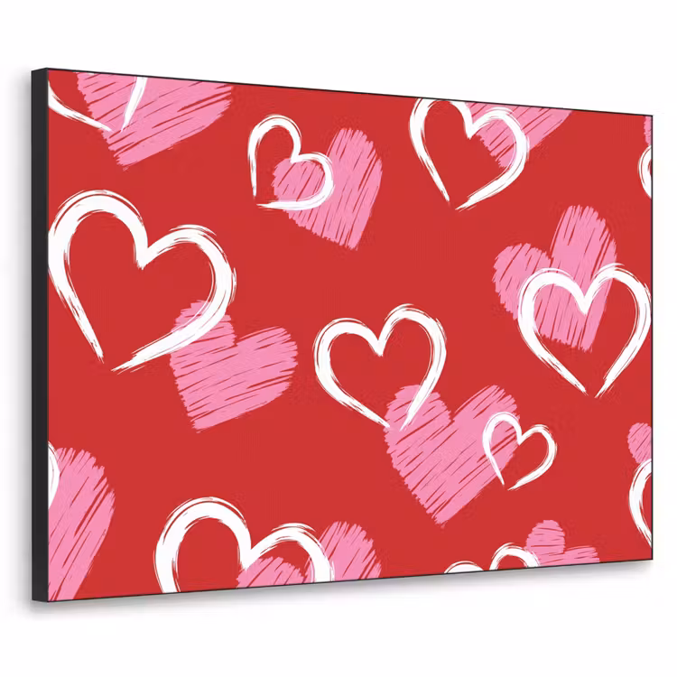 Patroon - Hartjes - Roze - Valentijn Textielframe - compleet frame klein -3d