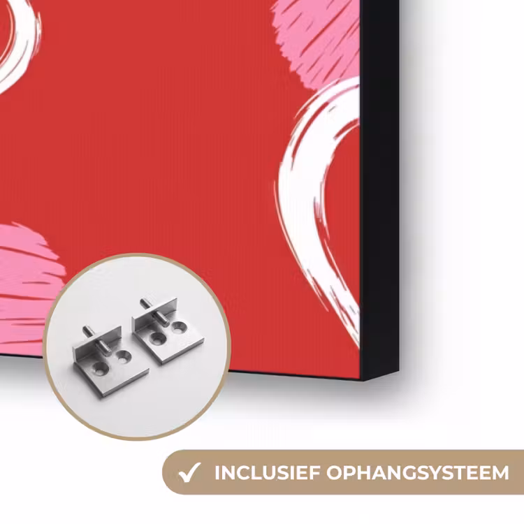 Patroon - Hartjes - Roze - Valentijn Textielframe zwart klein -USP_ophangsysteemNL