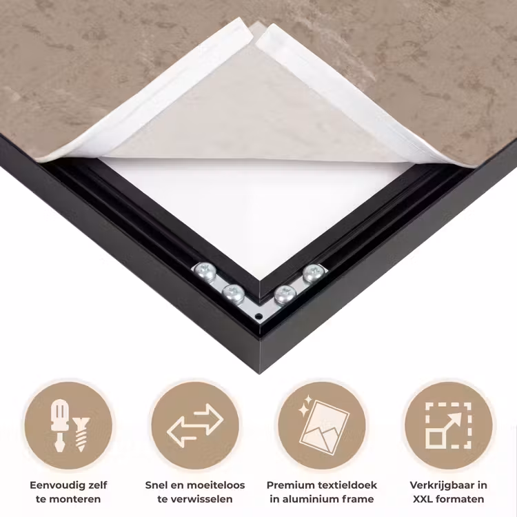 Patroon - Kalksteen - Beige Textielframe zwart klein 947 -USP_closeupNL