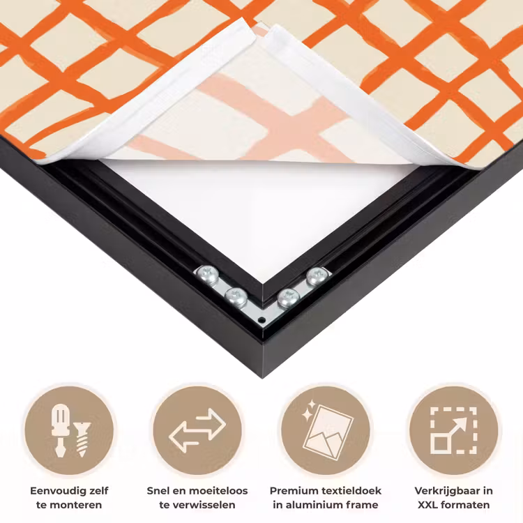Patroon - Lijnen - Oranje Textielframe zwart klein 947 -USP_closeupNL