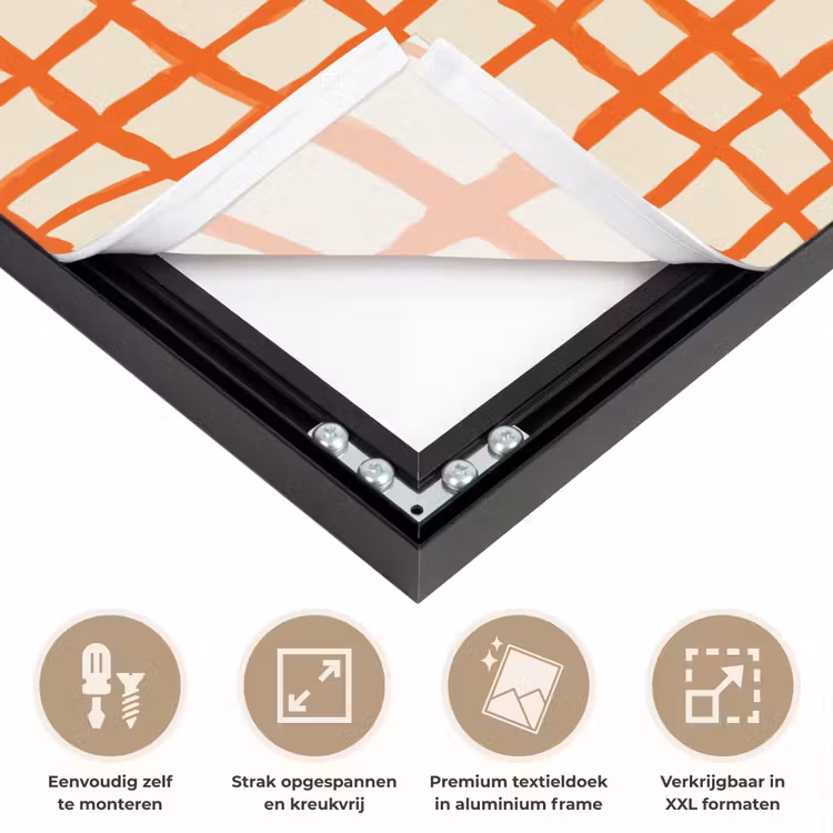 Patroon - Lijnen - Oranje Textielframe zwart klein 947 -USP_feed_closeupNL
