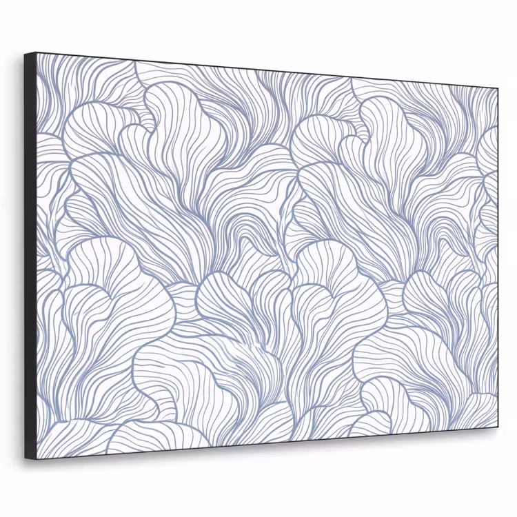 Patroon - Lijnen - Organisch - Abstract - Blauw Textielframe zwart klein -3d