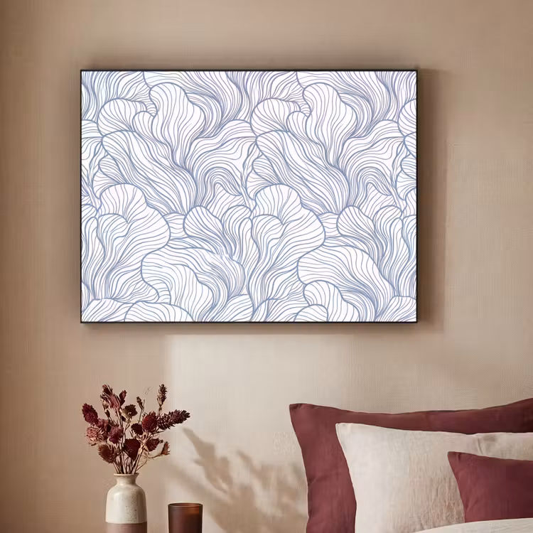Patroon - Lijnen - Organisch - Abstract - Blauw Textielframe zwart klein -sfeer1