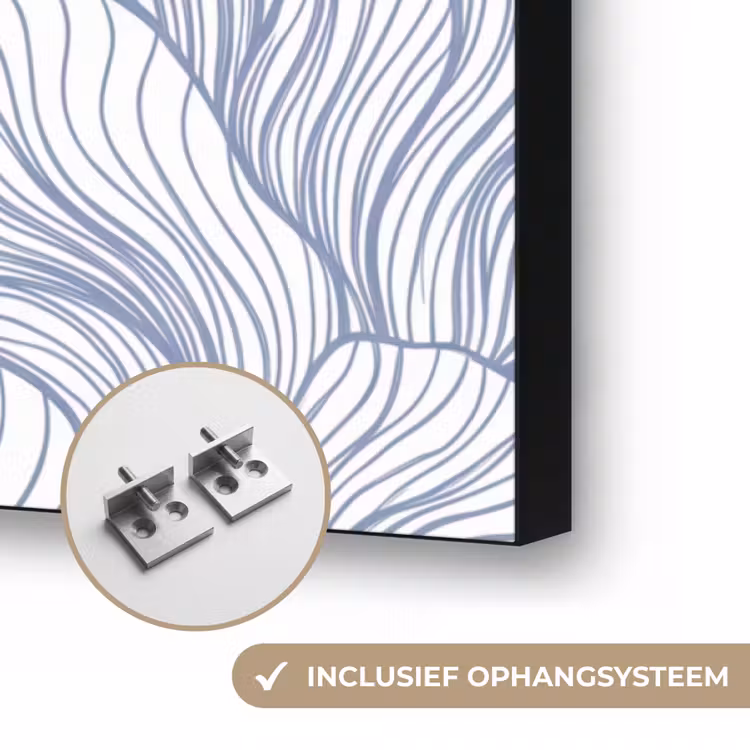 Patroon - Lijnen - Organisch - Abstract - Blauw Textielframe zwart klein -USP_ophangsysteemNL