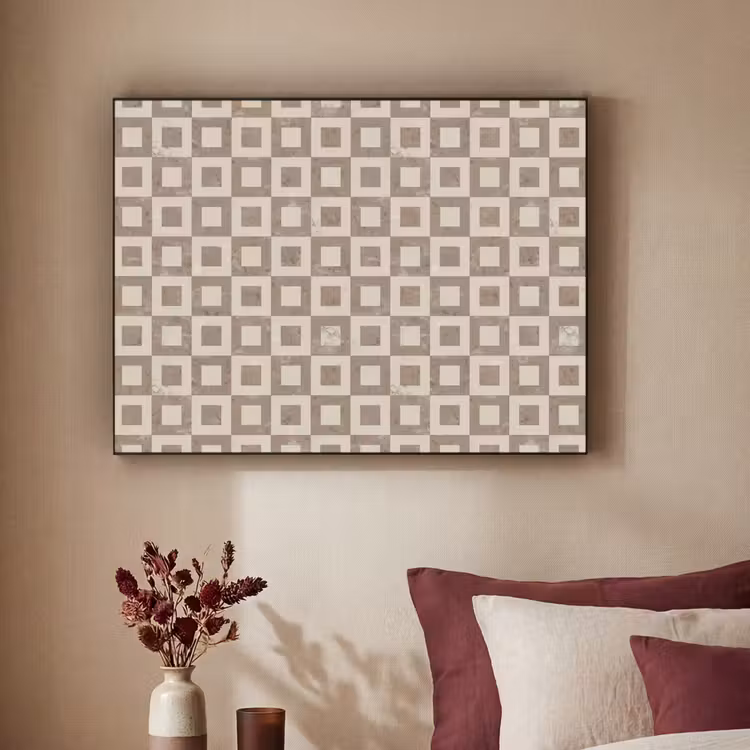 Patroon - Marmer - Beige Textielframe zwart klein 947 -sfeer1