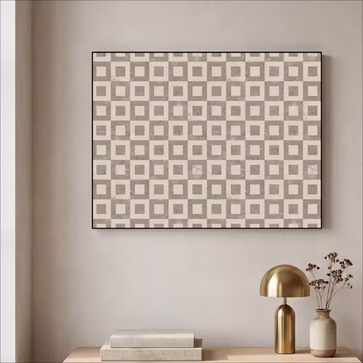 Patroon - Marmer - Beige Textielframe zwart klein 947 -sfeer2