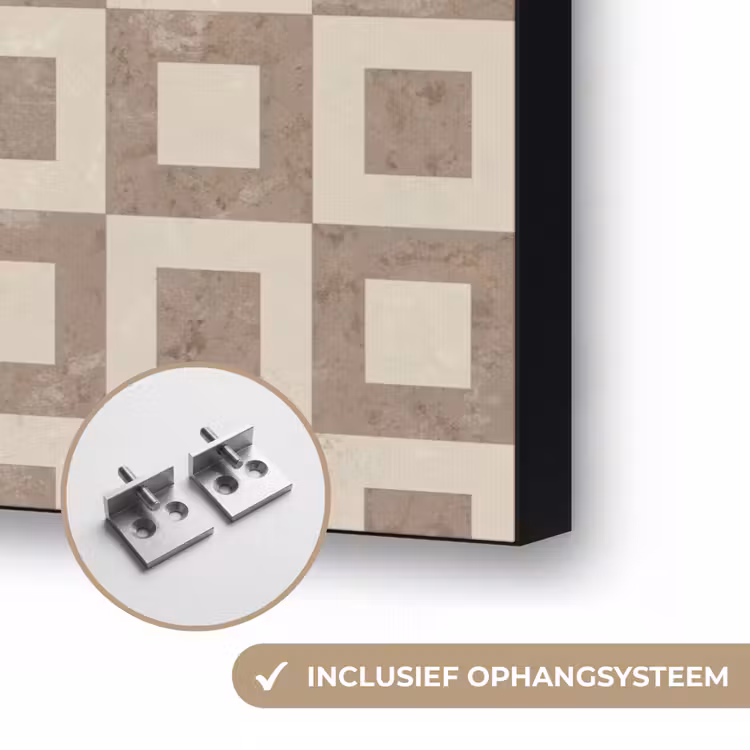 Patroon - Marmer - Beige Textielframe zwart klein 947 -USP_ophangsysteemNL