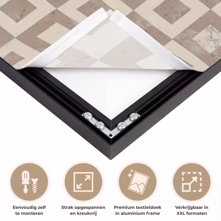 Patroon - Marmer - Beige Textielframe zwart klein 947 -USP_feed_closeupNL