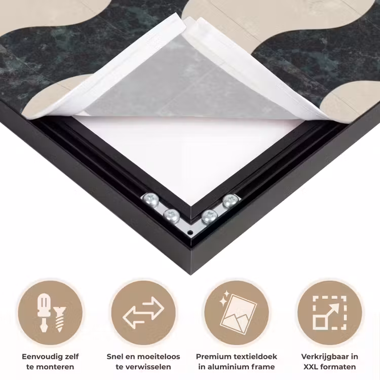 Patroon - Marmer - Groen - Cremé Textielframe zwart klein 947 -USP_closeupNL