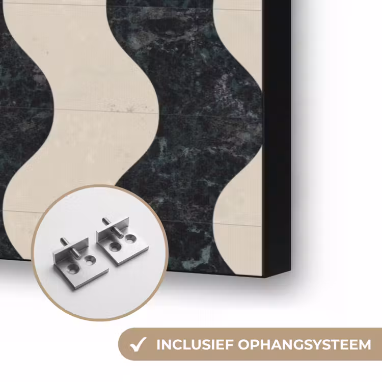 Patroon - Marmer - Groen - Cremé Textielframe zwart klein 947 -USP_ophangsysteemNL