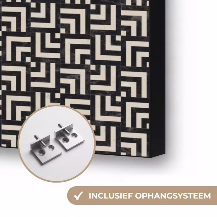 Patroon - Marmer - Zwart Textielframe zwart klein 947 -USP_ophangsysteemNL