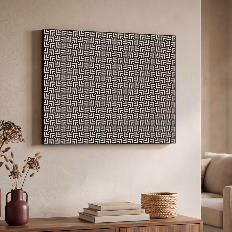 Patroon - Marmer - Zwart Textielframe zwart klein 947 -sfeer3