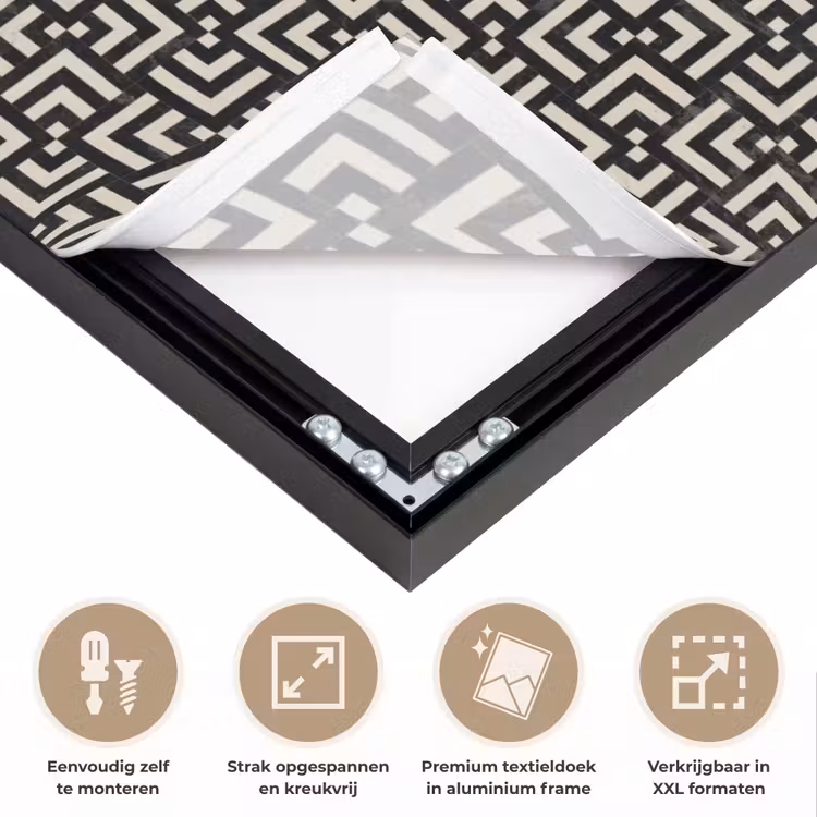 Patroon - Marmer - Zwart Textielframe zwart klein 947 -USP_feed_closeupNL