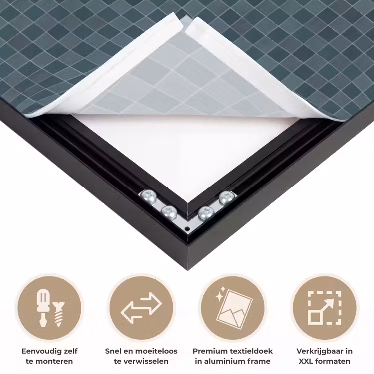 Patroon - Mozaïek - Groen Textielframe zwart klein 947 -USP_closeupNL