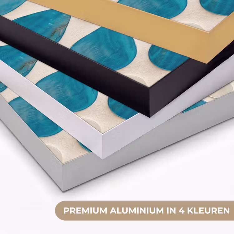 Patroon - Mozaïek - Schelpen - Abstract - Turquoise Textielframe zwart klein -USP_kleurenNL