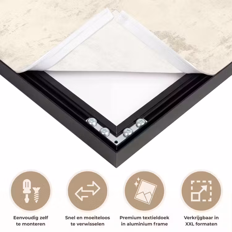 Patroon - Organisch - Beige Textielframe zwart klein 947 -USP_closeupNL