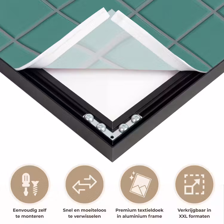 Patroon - Patroon - Smaragd Textielframe zwart klein 947 -USP_closeupNL