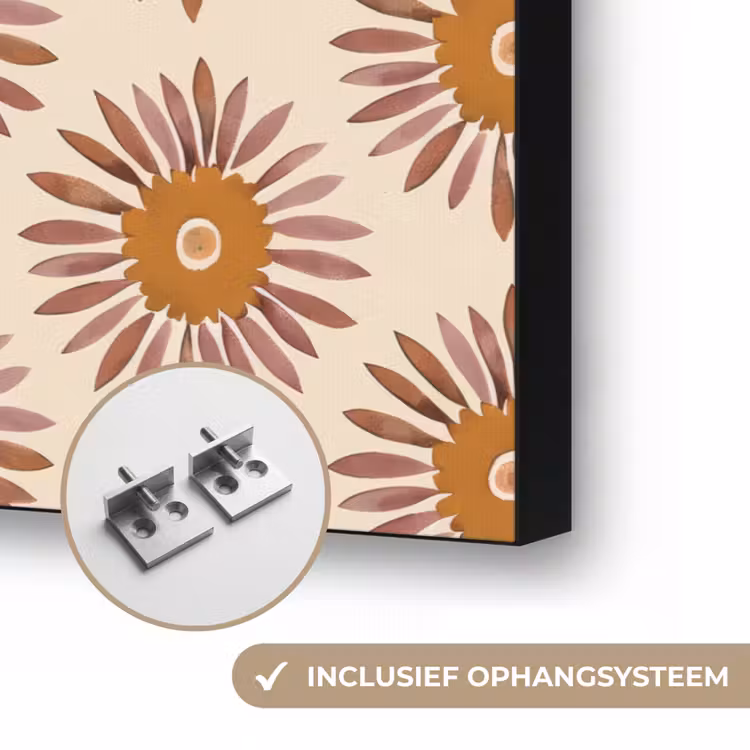 Patroon - Retro - Bruin Textielframe zwart klein 947 -USP_ophangsysteemNL