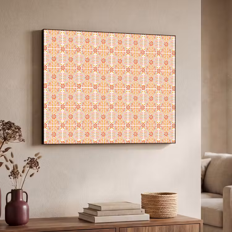 Patroon - Retro - Kleur Textielframe zwart klein 947 -sfeer3