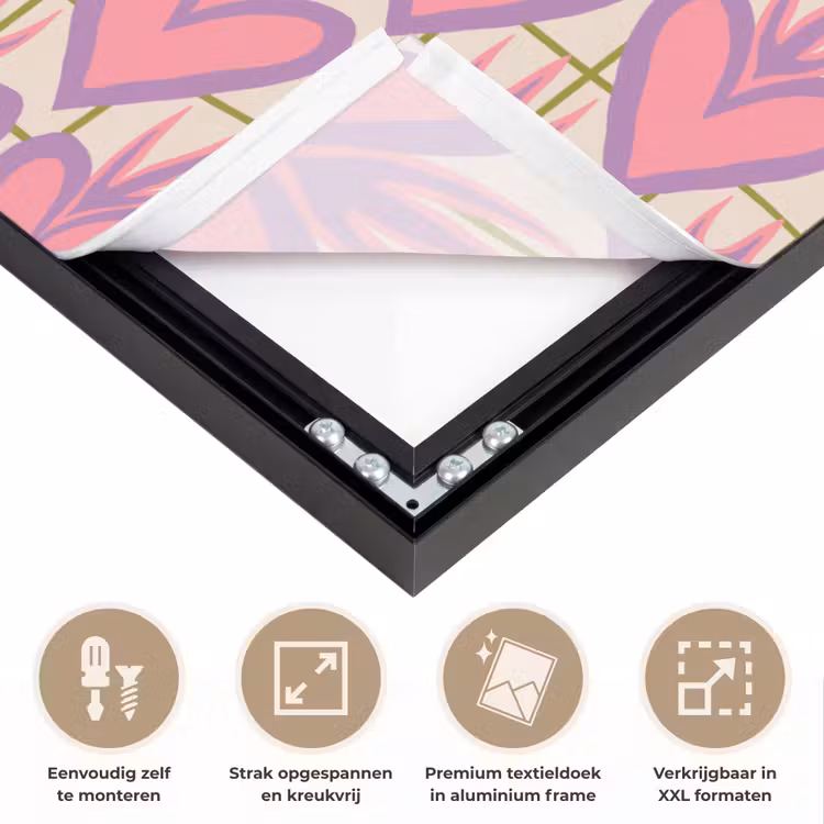 Patroon - Roze - Hartjes Textielframe zwart klein 947 -USP_feed_closeupNL
