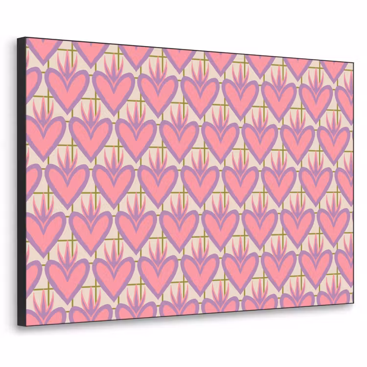 Patroon - Roze - Hartjes Textielframe zwart klein 947 -3d